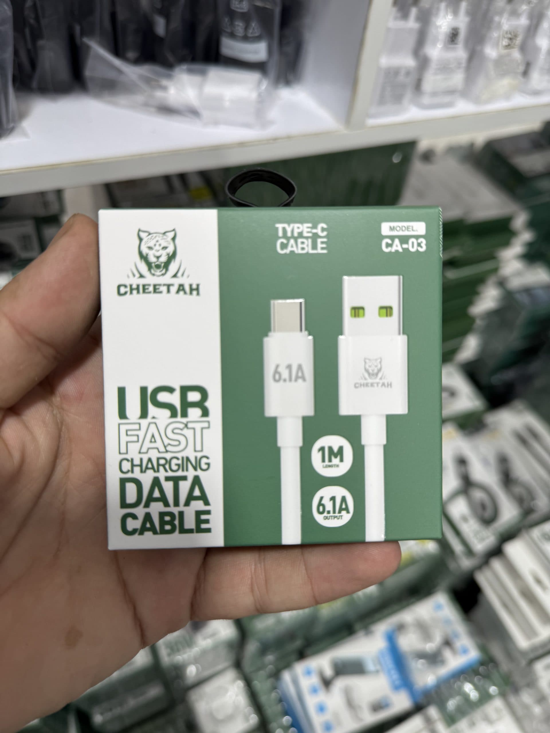 کابل شارژ سریع و دیتا USB به تایپ سی چیتا مدل CA-03 (Cheetah CA-03) به طول ۱ متر اورجینال (عمده و تک)