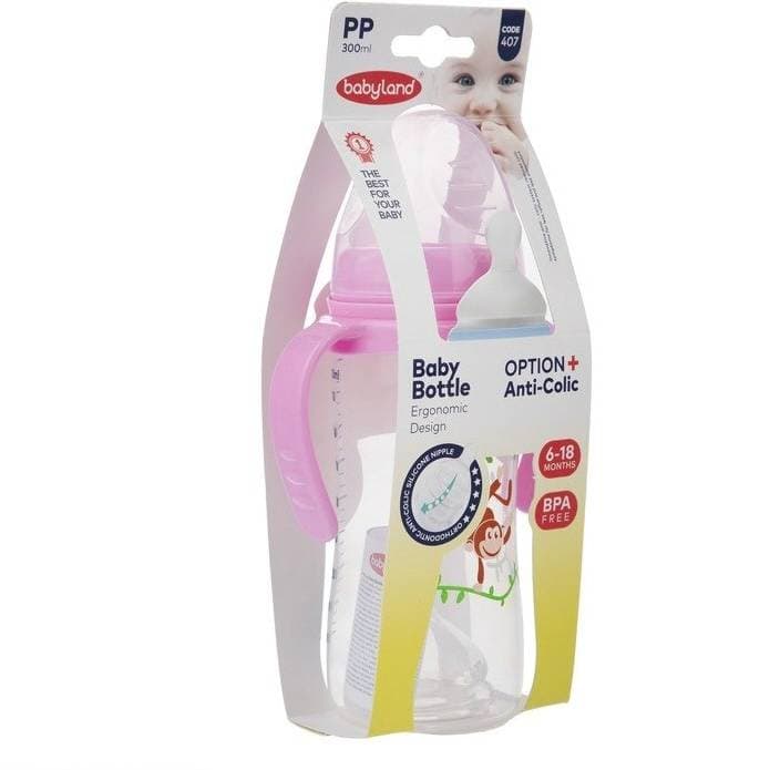 شیرخوری ارتودنسی دسته دار بیبی لند baby land کد 407 حجم 300 میل همه رنگ ها — تصویر ۳