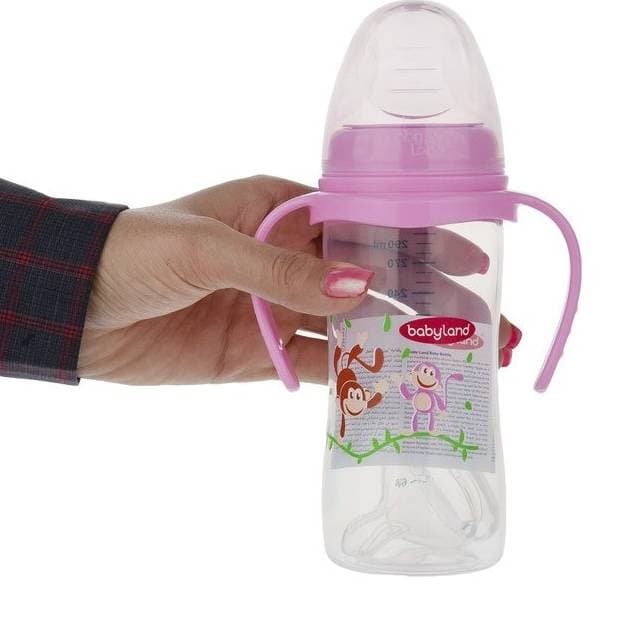 شیرخوری ارتودنسی دسته دار بیبی لند baby land کد 407 حجم 300 میل همه رنگ ها — تصویر ۴