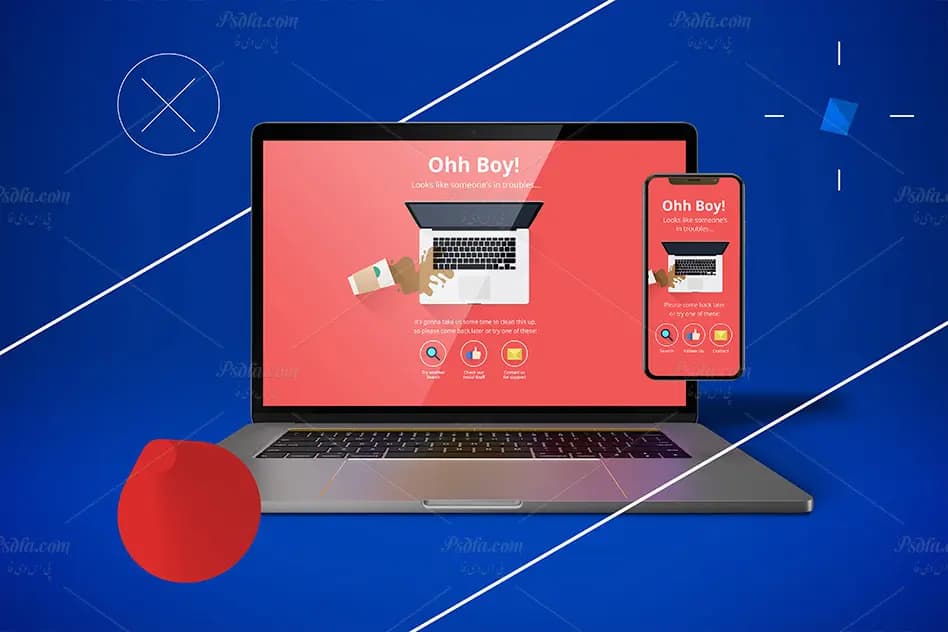 موکاپ مک‌بوک پرو و آیفون X انتزاعی لایه باز برای فتوشاپ — تصویر ۵