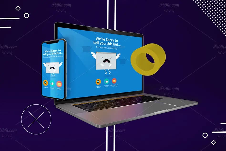 موکاپ مک‌بوک پرو و آیفون X انتزاعی لایه باز برای فتوشاپ — تصویر ۶