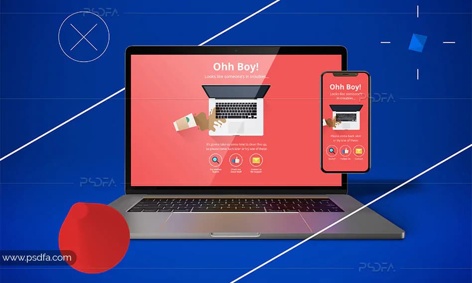 موکاپ مک‌بوک پرو و آیفون X انتزاعی لایه باز برای فتوشاپ