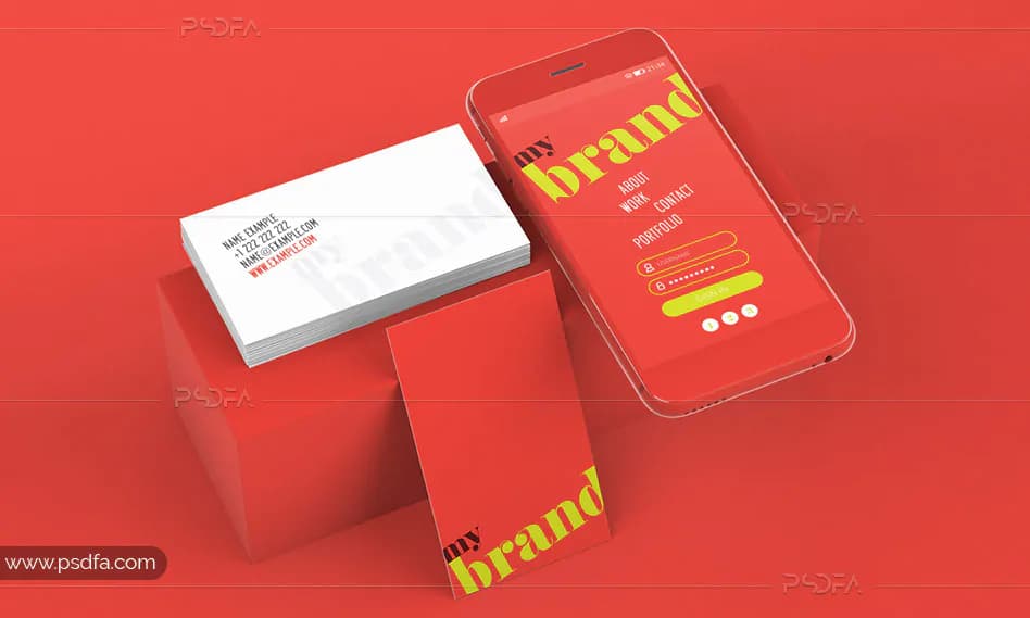 موکاپ کارت ویزیت و اسمارت فون لایه باز قابل ویرایش در فتوشاپ