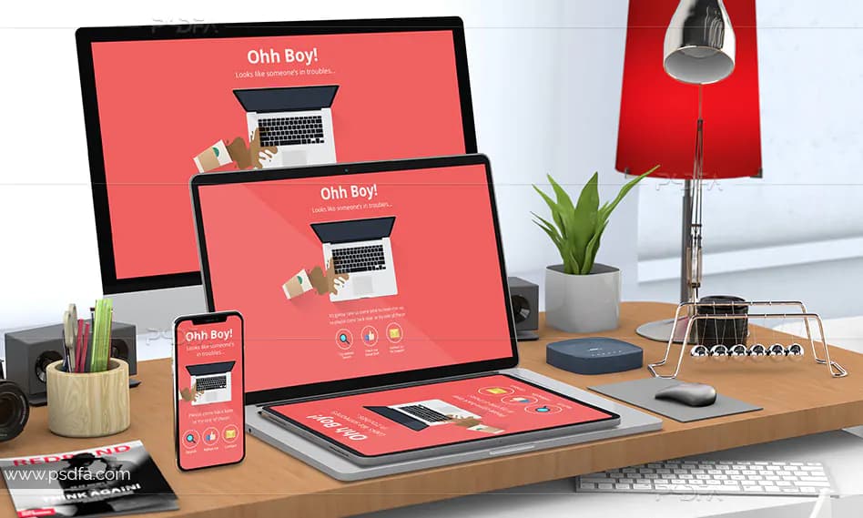 موکاپ نمایش حالت ریسپانسیو و واکنشگرا صفحات وب در دیوایس‌های مختلف