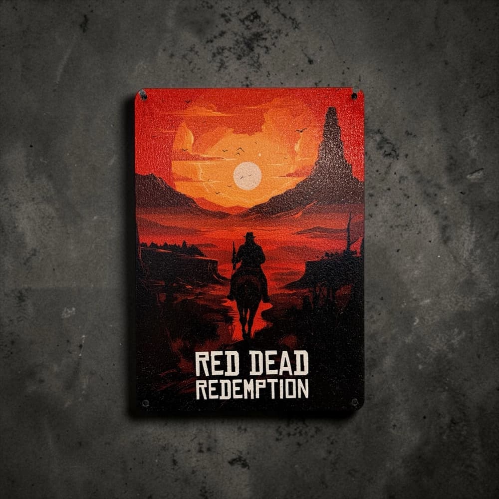 تابلو چوبی طرح red dead redemption سایز 20×15