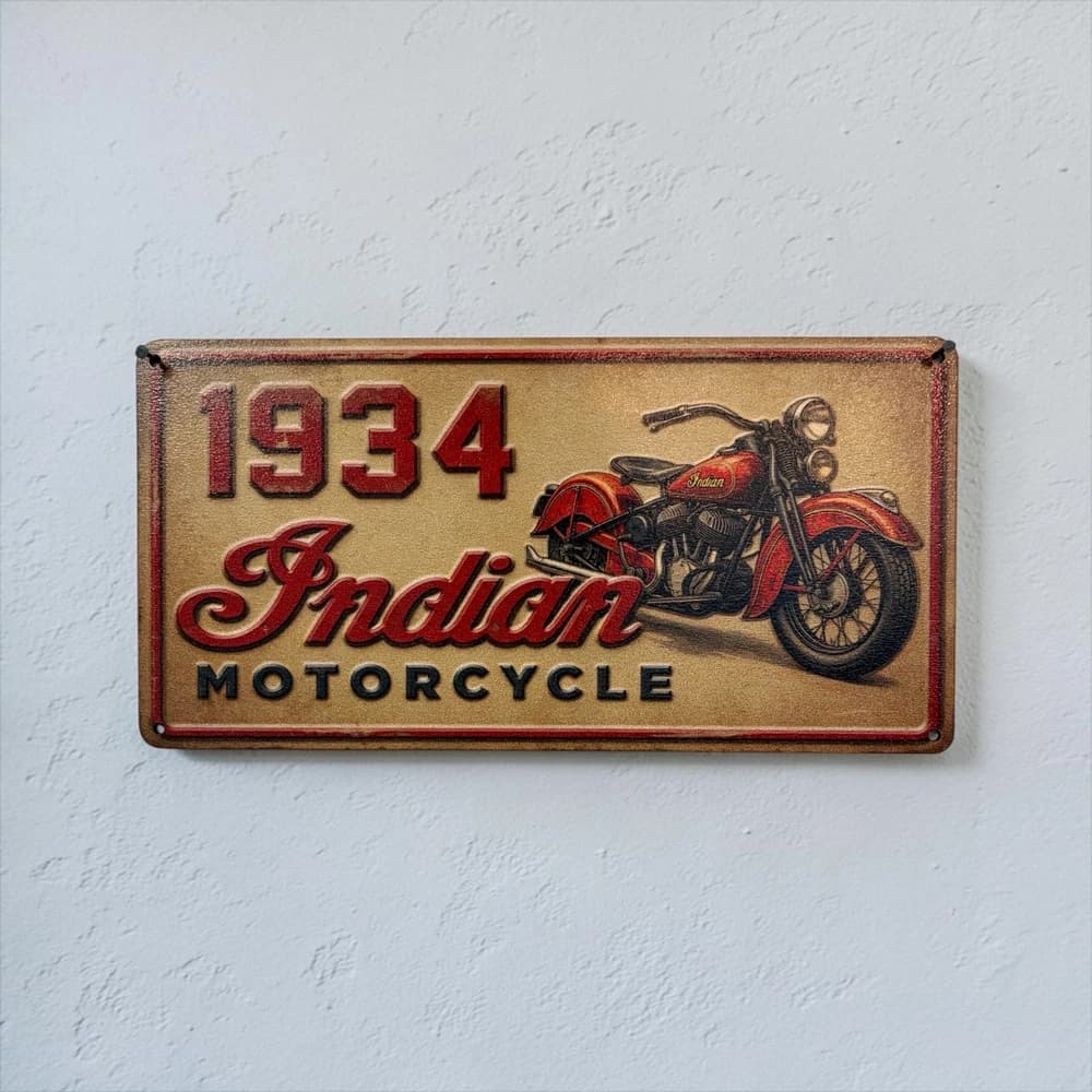 تابلو چوبی طرح indian motorcycle سایز 30×15