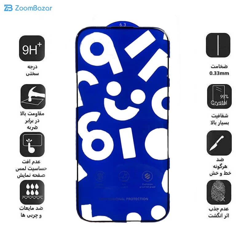 گلس اپیکوی مدل OGBRO مناسب برای گوشی موبایل اپل iPhone 16 / 15 / 14 Pro — تصویر ۶