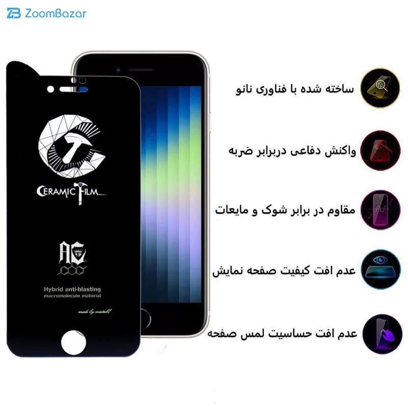 گلس مات اپیکوی مدل CR7-M مناسب برای گوشی موبایل اپل iPhone 8 / 7 /SE 2020 /SE 2022 — تصویر ۶