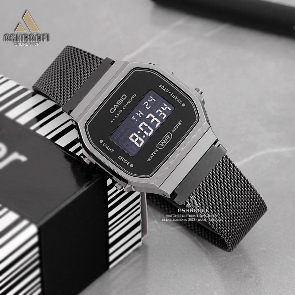 ساعت کاسیو نوستالژیک بند حصیری Casio A168WEMB-1B — تصویر ۳