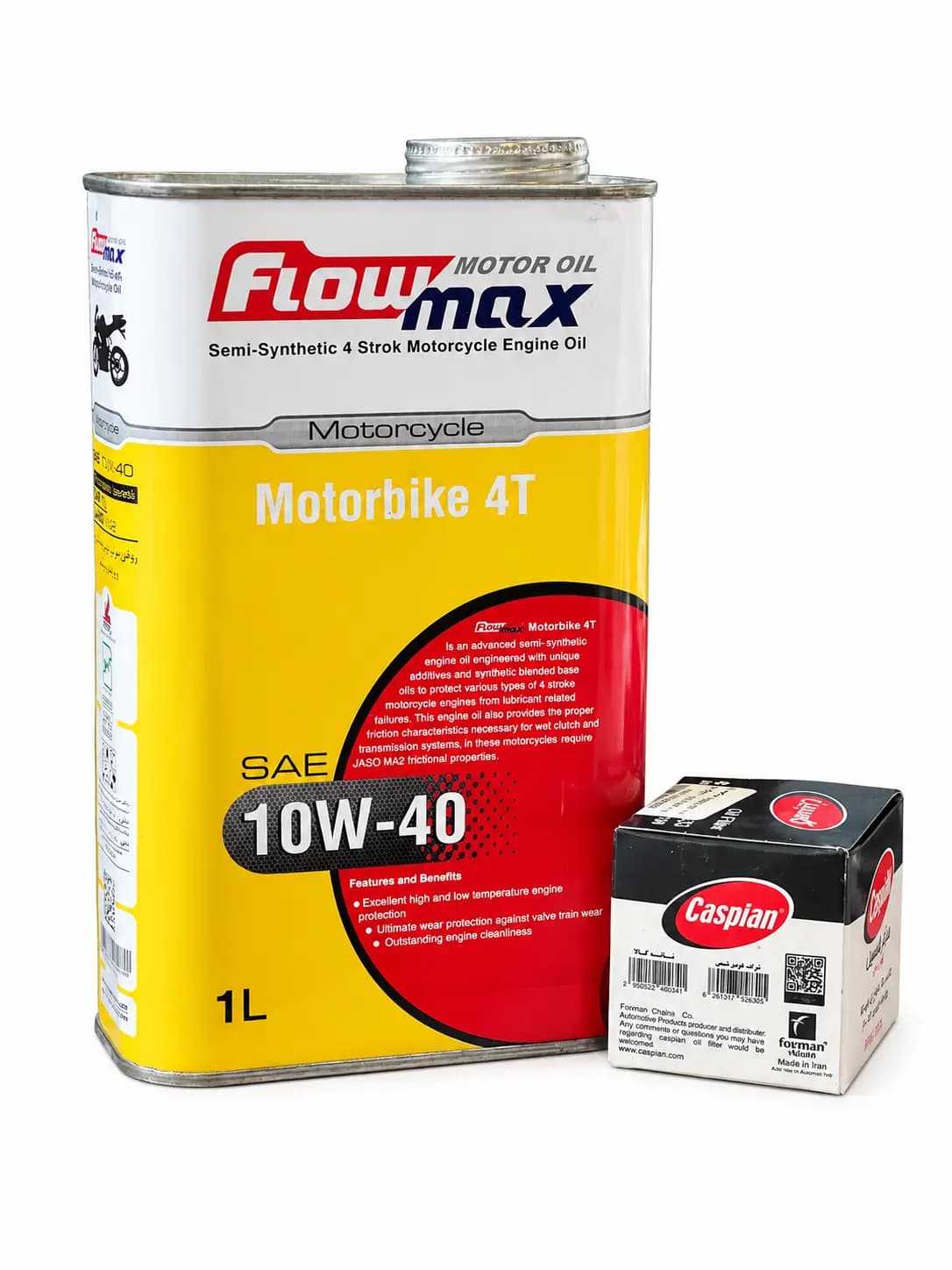 پک روغن یک لیتری فلومکس 10W-40 با فیلتر روغن باکسر 150 سیسی