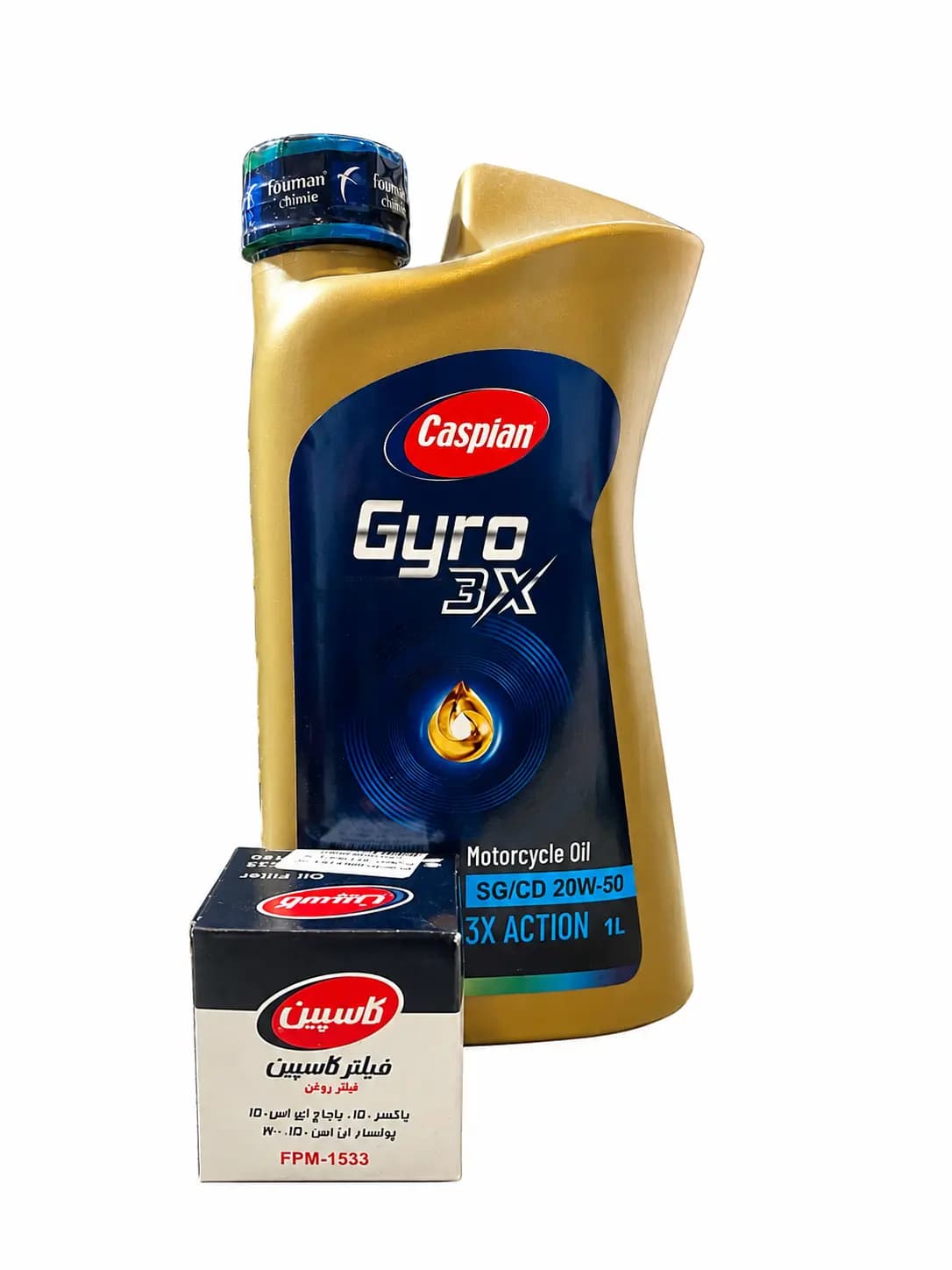 پک روغن یک لیتری کاسپین20w50با فیلتر روغن ns 150ccباجاج