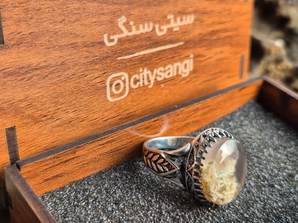 انگشتر عقیق شجر بهاره با رکاب استیل درجه یک