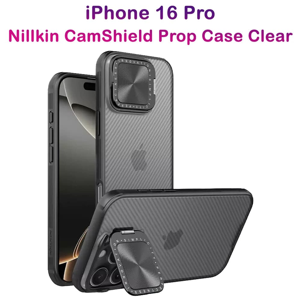 گارد نیمه شفاف کمرا استند iPhone 16 Pro مارک نیلکین مدل Camshield Prop Clear