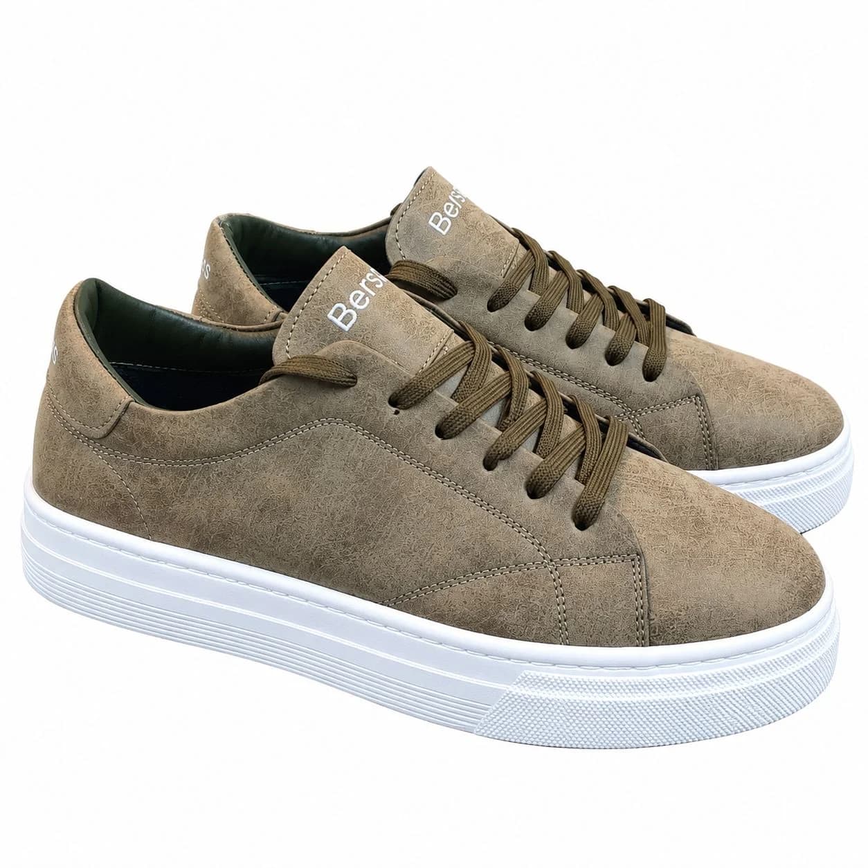 کتانی اسپرت ونس زیتونی مردانه طبی مدل برشکا(BERSHKA)|سایز41-44|بندی|ضدآب|دور دوخت — تصویر ۲