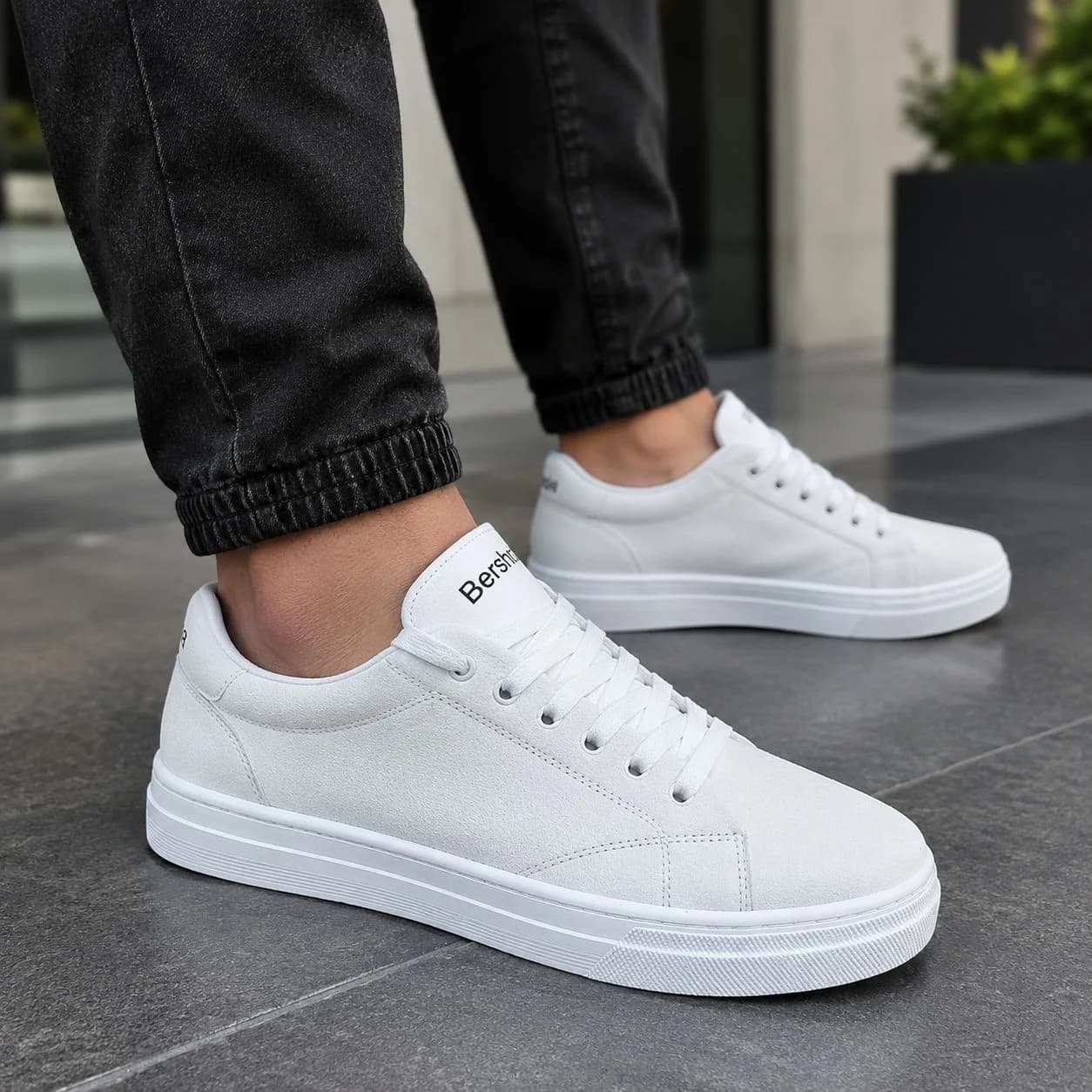 کتانی اسپرت ونس سفید مردانه طبی مدل برشکا(BERSHKA)|سایز41-44|بندی|ضدآب|دور دوخت
