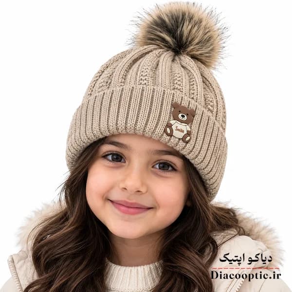 کلاه تک بچگانه خزدار عروسکی مدل بافتنی کد 1245