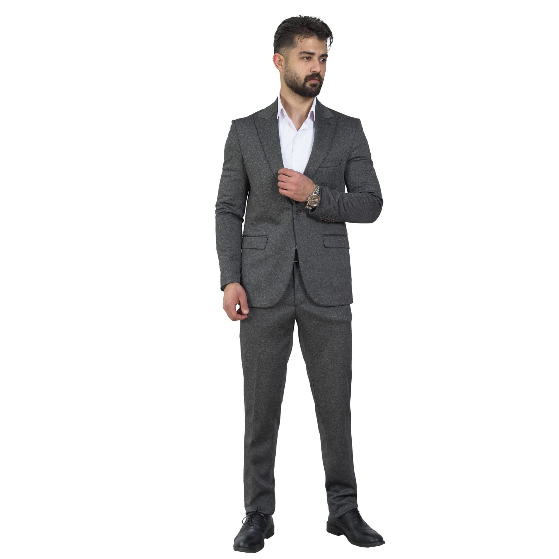 کت شلوار مردانه کاردین کش ذغالی کد f23r