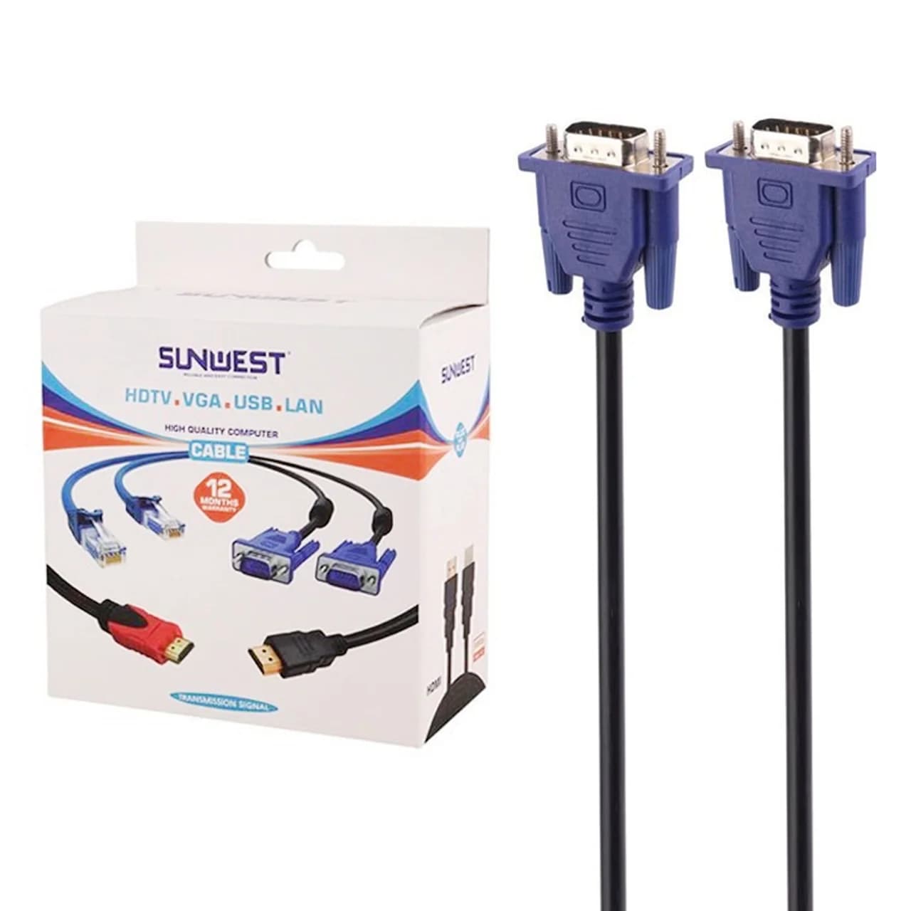 کابل 20 متری SunWest VGA – مشکی – TCO