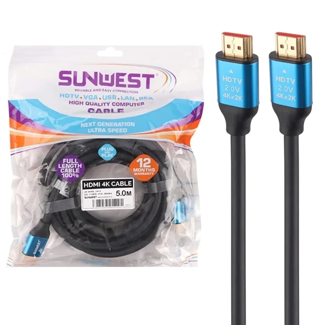 کابل 5 متری SunWest HDMI 2160P – مشکی – TCO