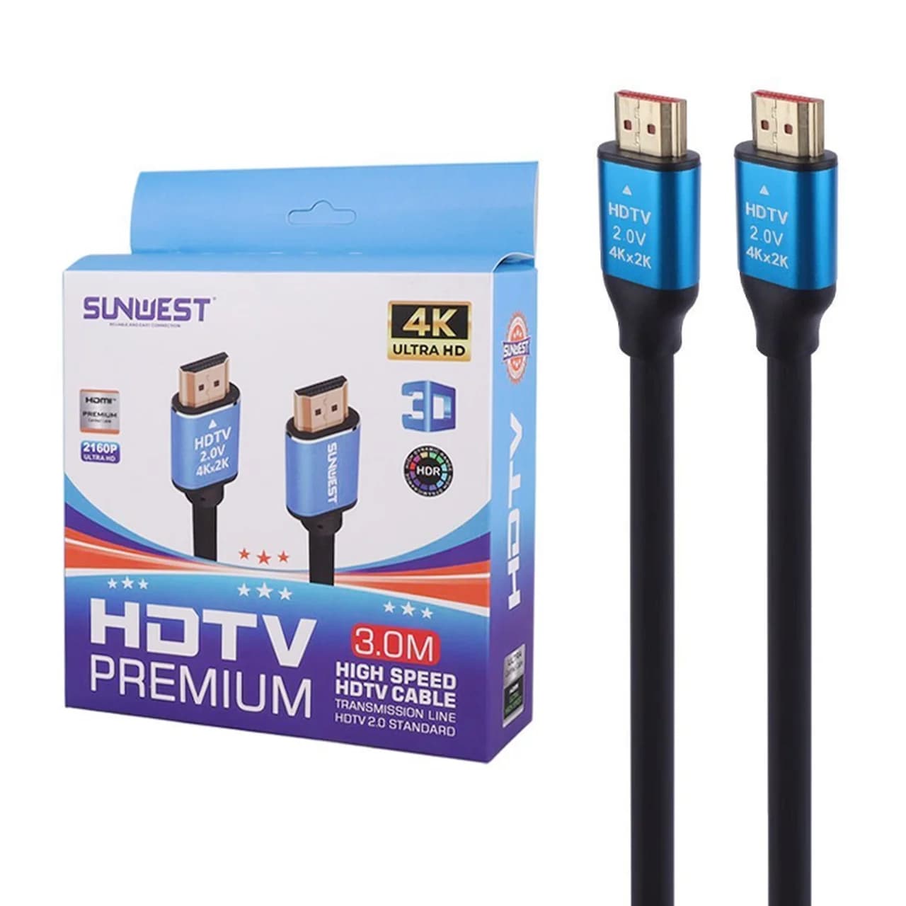 کابل 3 متری SunWest HDMI 2160P – مشکی – TCO