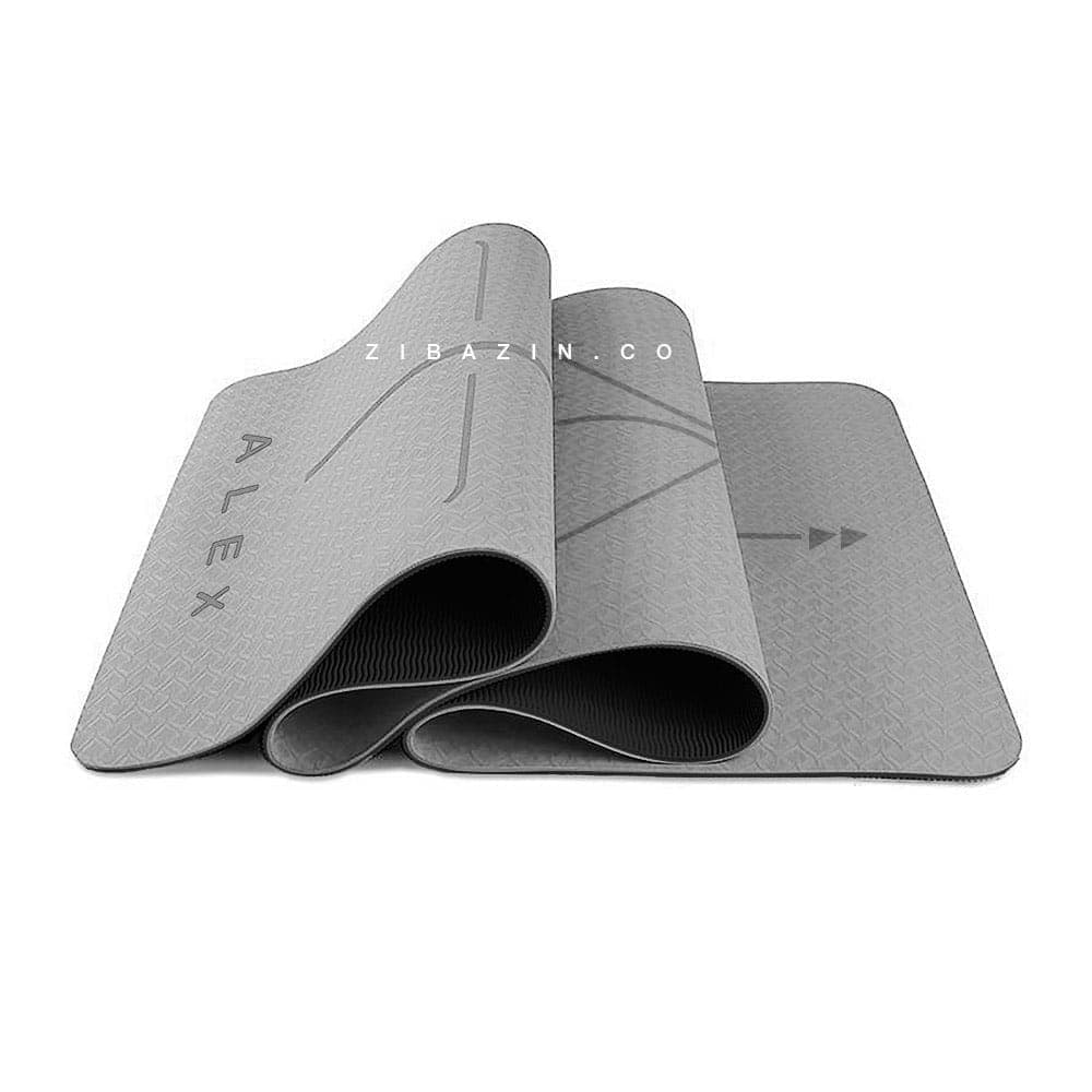 مت یوگا حرفه ای الایمنت (TPE) دو لایه 8 میل : طوسی + کاور رایگان