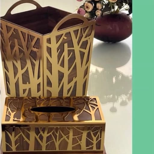 ست جای دستمال کاغذی و سطل زباله درخت مبلمان اورلین مدل 979775
