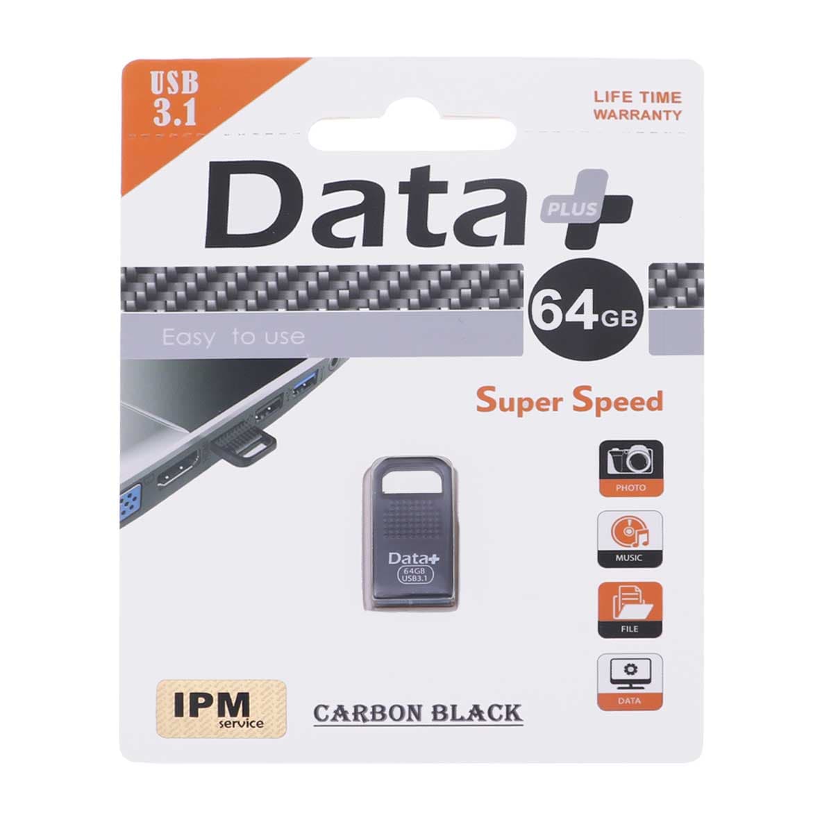 فلش مموری Data Plus USB3.1 مدل Carbon Black ظرفیت 64GB – مشکی (گارانتی مادام العمر IPM)