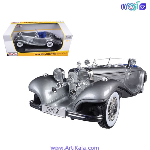 ماشین فلزی مرسدس بنز کلاسیک مدل 1936 Mercedes Benz 500 K TYP Special Roadster Scale 1:18