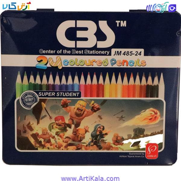 مداد رنگی 24 رنگ جعبه فلزی سی بی اس
