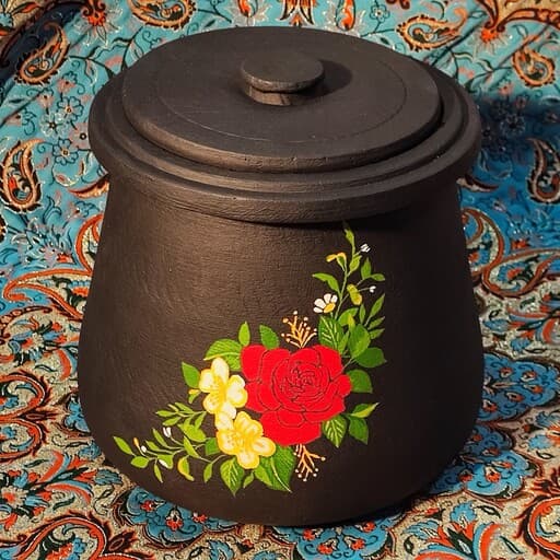 قابلمه سنگی 10 نفره طراحی شده طرح گلبرگ افشان | دیگ سنگی | دیزی سنگی | ظروف سالم آشپزی | درمان کمخونی طب سنتی | آقای سنگی