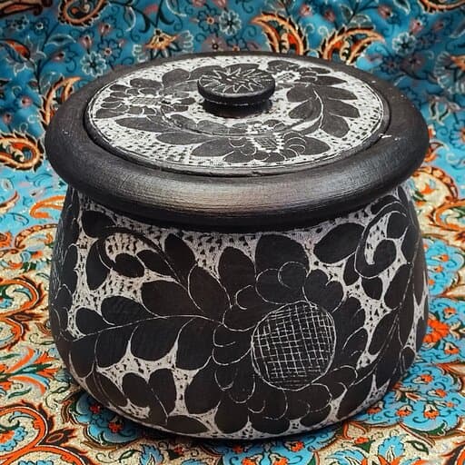 دیگ سنگی 9 نفره قلم زنی شده | دیزی سنگی | ظروف سالم آشپزی | قابلمه سنگی آقای سنگی درمان کم خونی