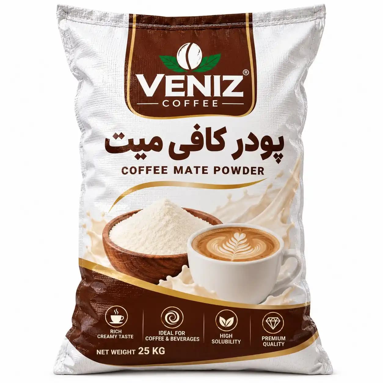 پودر شیر غیرلبنی اصل قهوه ونیز ۱۰۰۰ و ۲۵۰ گرمی(کافی‌میت و پودر خامه‌کننده غیرلبنی)