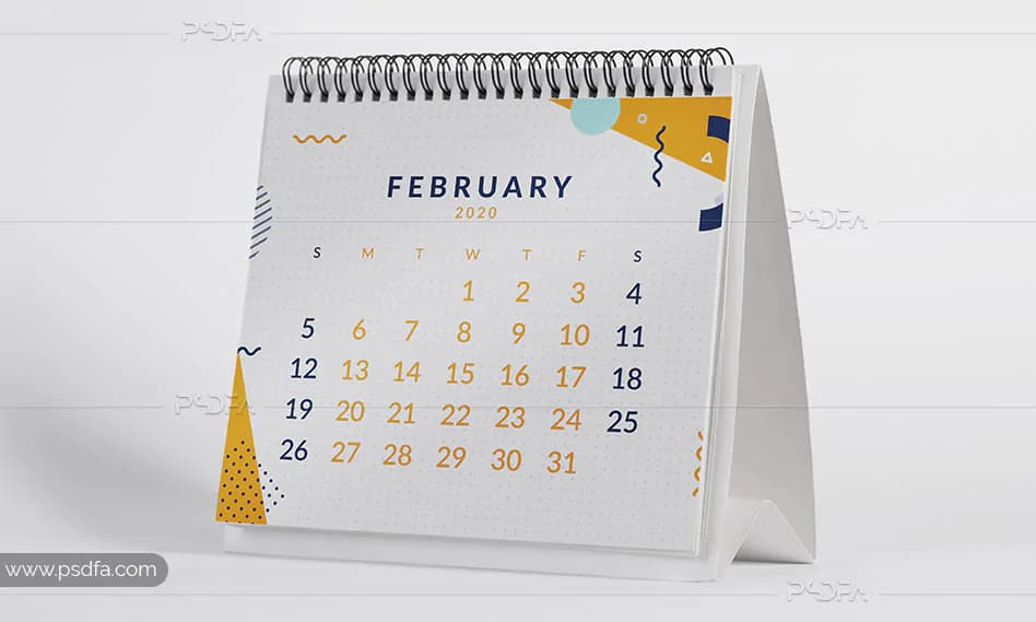 موکاپ و پیش‌نمایش تقویم رومیزی لایه باز قابل استفاده در فتوشاپ