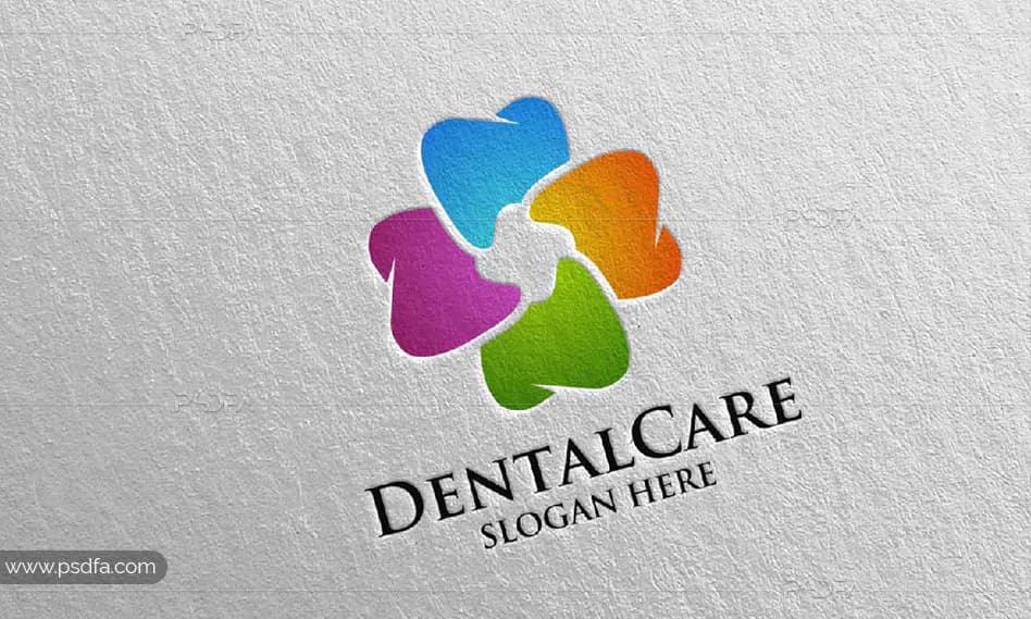 طرح وکتور لوگوی دندان و دندانپزشکی لایه باز برای فتوشاپ و ایلوستریتور