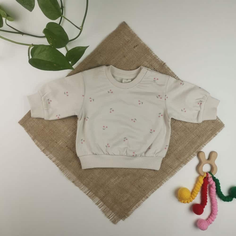 بلوز دورس دخترانه آستین بلند برند h&m طرح گیلاس توکرکی – 1-2 ماه