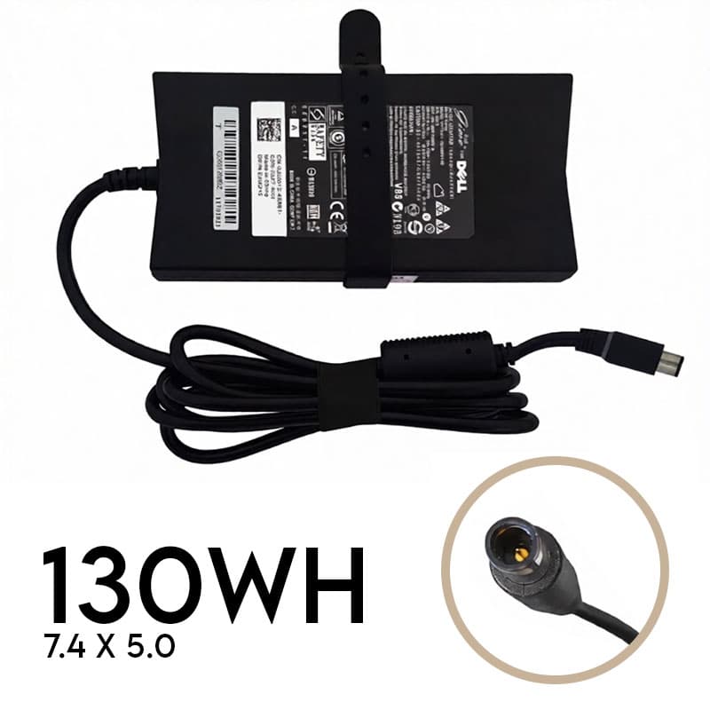 آداپتور لپ تاپ دل 130W | برند Gimo Plus | مدل اسلیم | ولتاژ 19.5V 6.7A | سرفیش 5.0*7.4 میلی متر