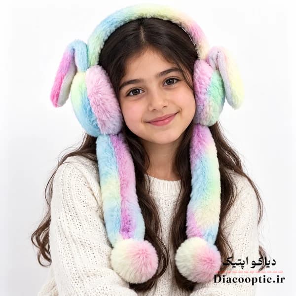 گوشگیر پمپی چراغ دار بچگانه بلند تمام خز کد 7010