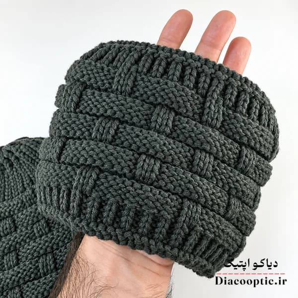 شال و کلاه مردانه خزدار با شال رینگی مدل بافتنی کد 25029 — تصویر ۲