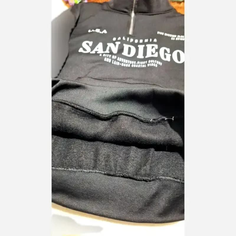 دورس نیم زیپ اسپرت زنانه پسرانه SANDIEGO جنس دورس سه نخ گرم بالا درجه یک رنگ مشکی سبز زیتونی فری سایز — تصویر ۶