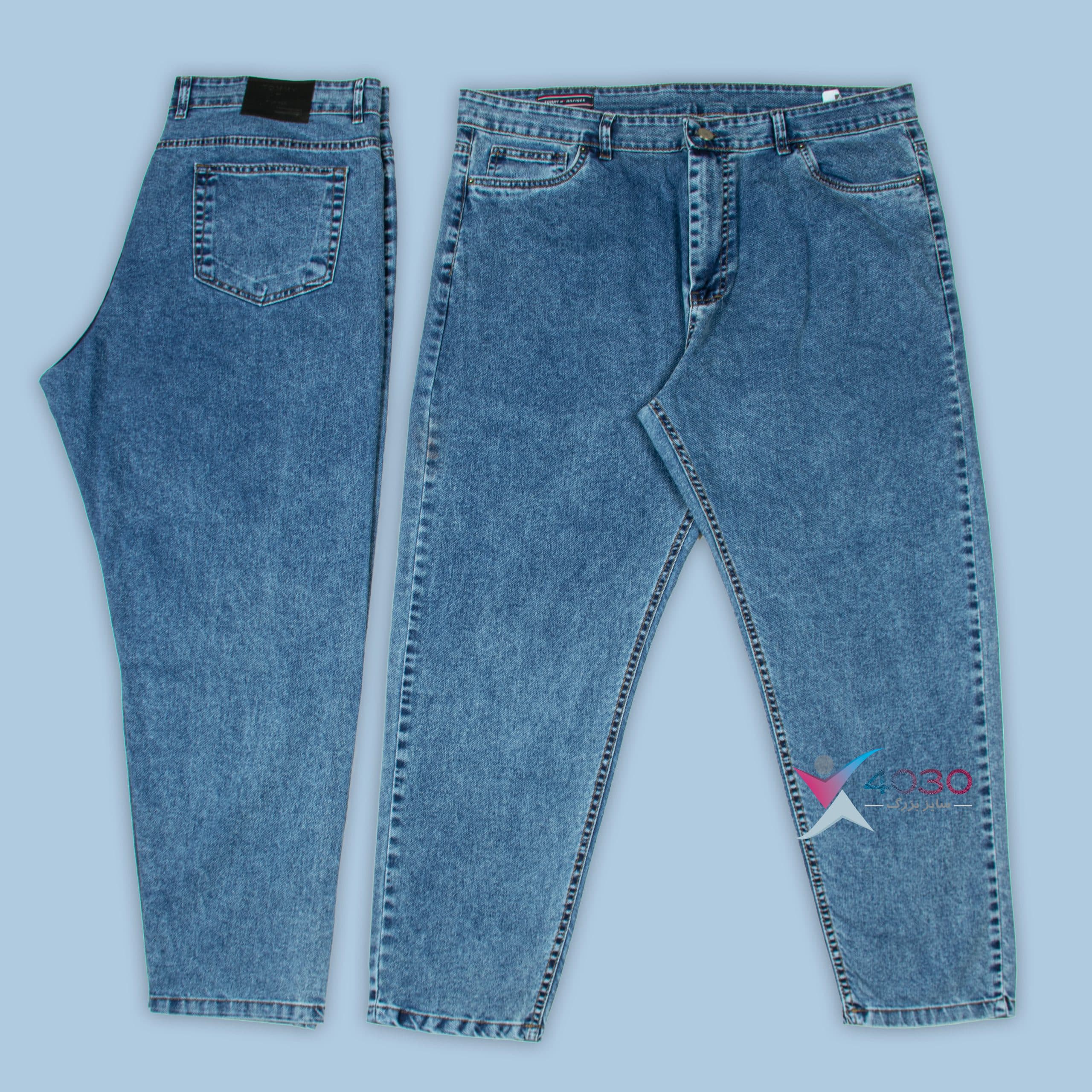شلوار جین مام استایل Lee Blue سایزبزرگ ( 4312 )