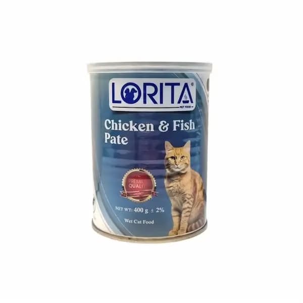 کنسرو گربه مرغ و ماهی لوریتا | Lorita پته مرغ و ماهی 400 گرمی
