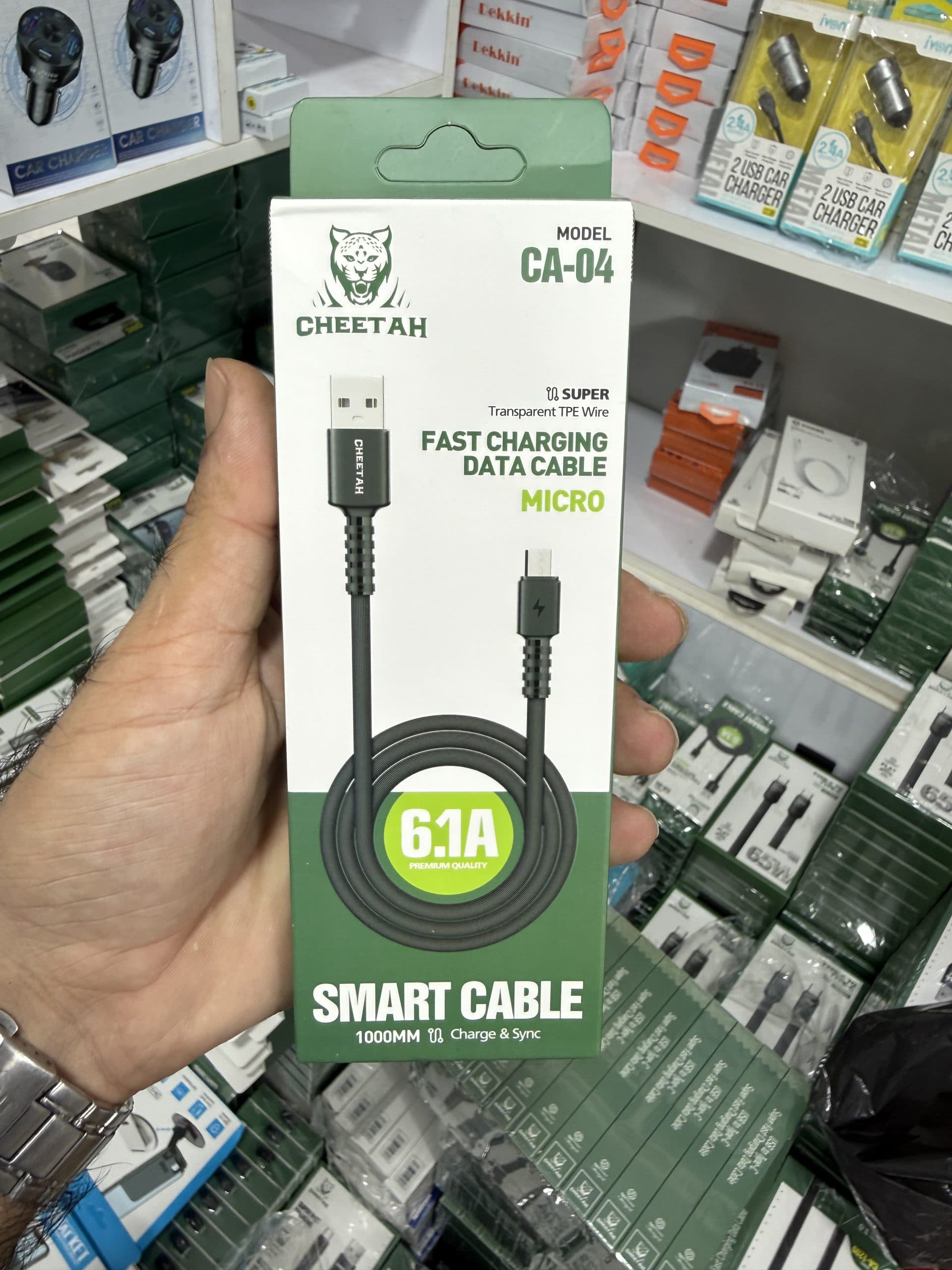 کابل شارژ چیتا Cheetah مدل CA-04 میکرو USB با جریان اعلامی ۶.۱ آمپر و طول ۱ متر اورجینال (عمده و تک)