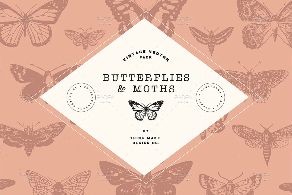 وکتور پروانه و شاپرک وینتج – Vintage Vector Butterflies & Moths