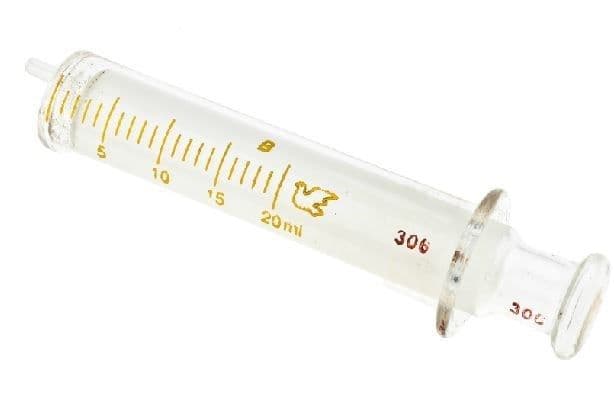 سرنگ شیشه ای ۲۰ سی سی کبوتری تمام شیشه ای Glass Syringe, 20ml