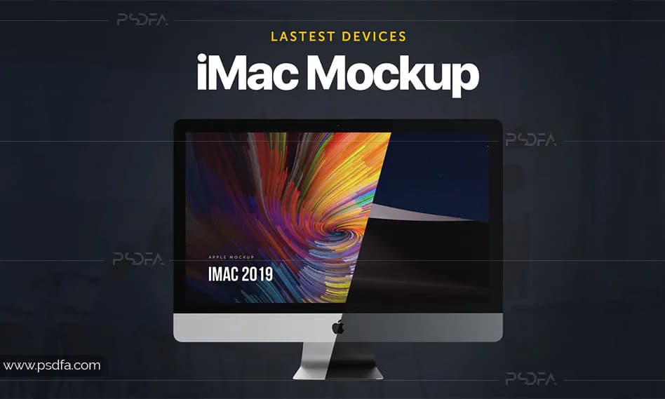 قالب لایه باز موکاپ آیمک 2019 با دو استایل تیره و روشن