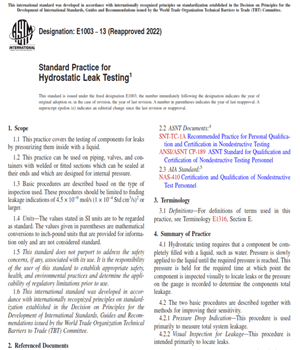 ASTM E1003 – Standard Practice for Hydrostatic Leak Testing