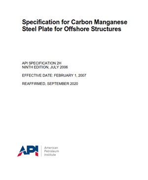API SPECIFICATION 2H- 2020- Specification for Carbon Manganese Steel Plate for Offshore Structures