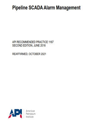 API RP 1167-2021- Pipeline SCADA Alarm Management- استاندارد مدیریت آلارم سیستم اسکادا خطوط لوله