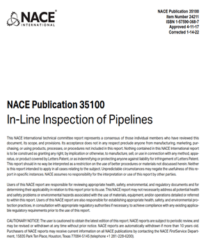 NACE Publication 35100:2022- In-Line Inspection of Pipelines- استاندارد بازرسی خطوط لوله