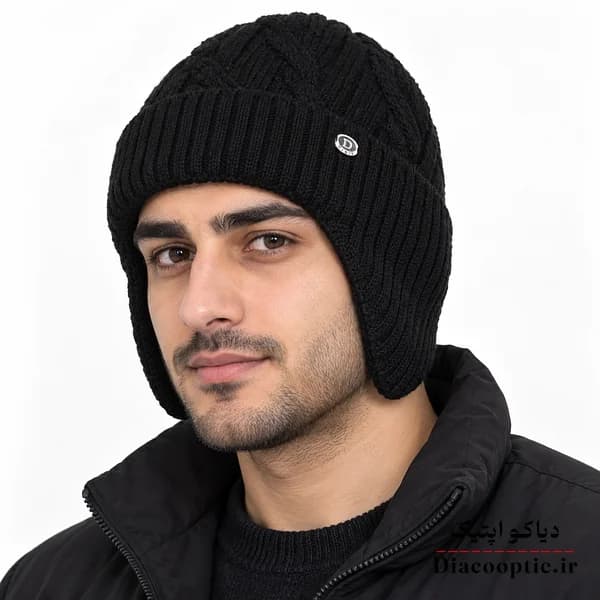 کلاه تک مردانه خزدار مدل بافتنی کد 1252